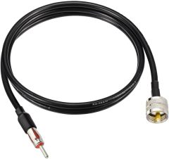 Eightwood PL259 UHF Plug to DIN AM/FM Male Plug Extension Lead 3 feet Cable RG58 for CB Radio Antenna Receiver, SWR Meter