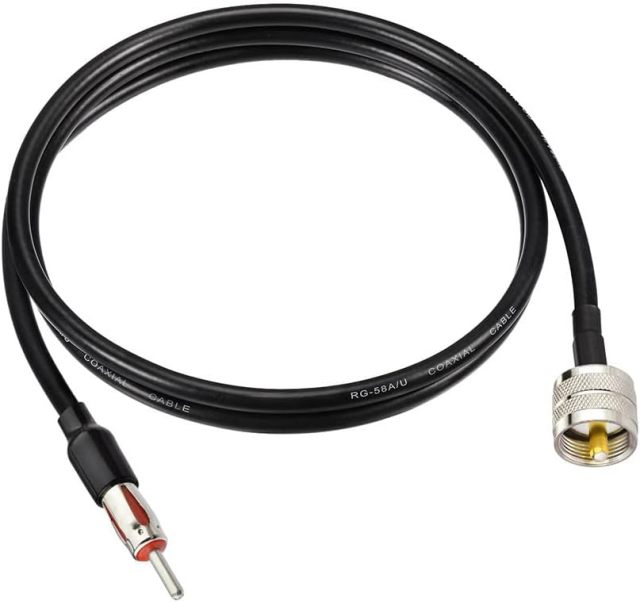 Eightwood PL259 UHF Plug to DIN AM/FM Male Plug Extension Lead 3 feet Cable RG58 for CB Radio Antenna Receiver, SWR Meter