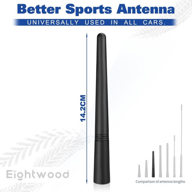 Eightwood Universal Car Radio Antenna Replacement 5.6 inch, Roof Mount Vehicle Antenna Mast, Flexible Rubber FM AM Antennae with M4 M5 M6 Screw Adapters