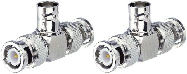 Eighwood 2pcs BNC Tee Adapter BNC Female to Dual BNC Male 3 Way Video Splitter Connector for CCTV Cameras