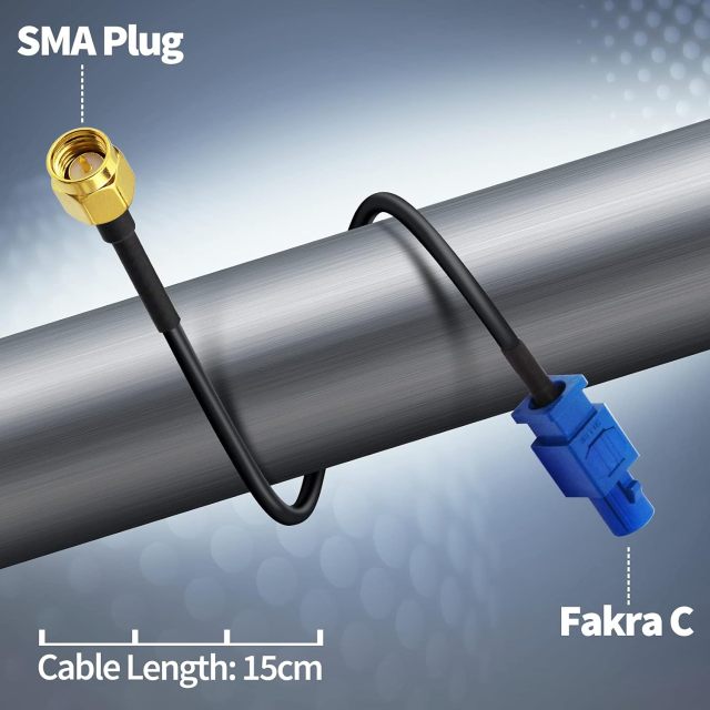 Eightwood Fakra C Plug to SMA Plug Male Car GPS Antenna Cable 6 inch for Vehicle GPS Navigation Radio Stereo Head Unit GPS Receiver