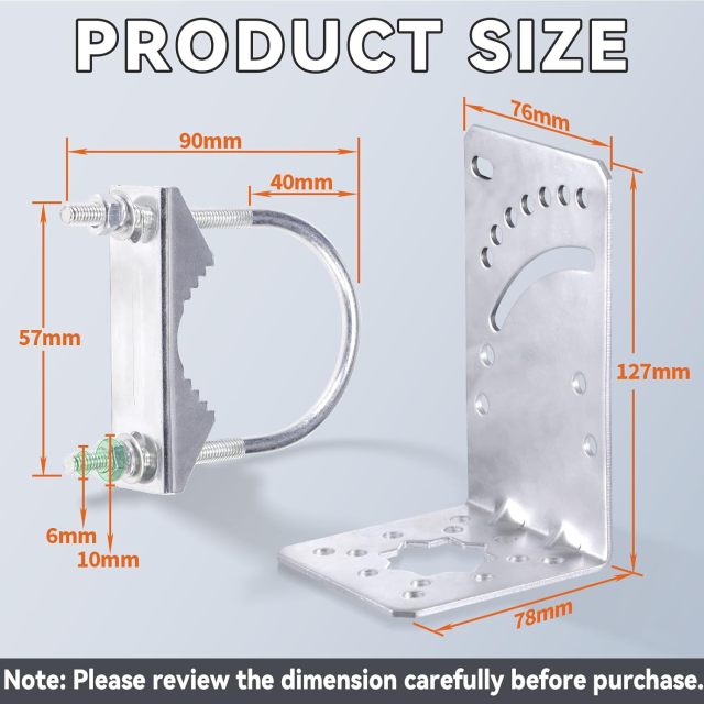 Eightwood Antenna Mast Pole Mount Bracket V Jaw Block with Double U-Bolts Clamp, Outdoor Antenna Pole Holder, Adjustable Angle Bracket Kit