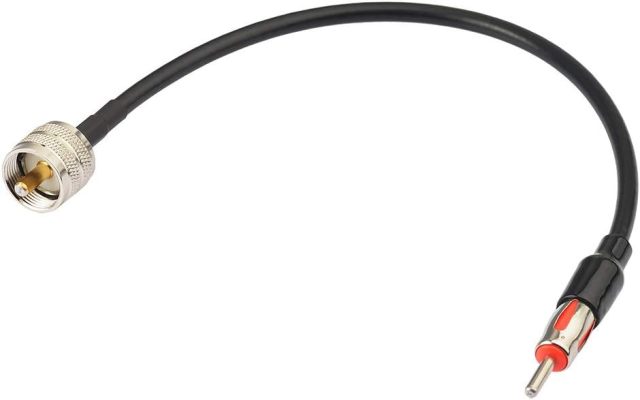 Eightwood PL259 UHF Male to DIN AM/FM Male Plug Extension Lead 12 inches Coax RG58 for Radio Antenna Receiver