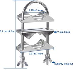 Eightwood Double Antenna Mast Clamp V Jaw Mounting Bracket U Bolts Pipe to Pipe Clamp 2 Sets for Outdoor CB Antenna, TV Antenna, Lora Antenna, WiFi Yagi Antenna, Weather Station