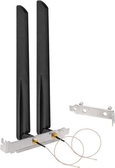 Eightwood WiFi 6 6E Antenna Tri-Band 2.4GHz 5GHz 6GHz + 20cm/7.8in U.FL IPX IPEX to PR-SMA Cable + Computer Slot Bracket for Mini PCI-E WiFi Network Card PC Desktop Computer