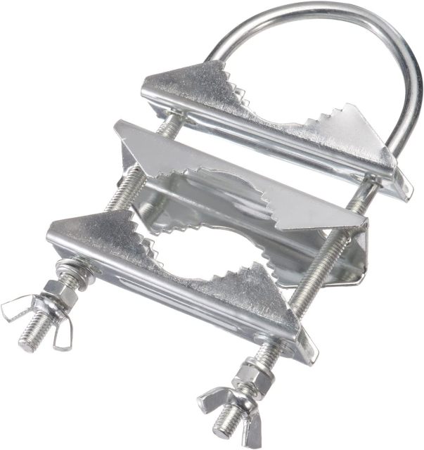 Eightwood Double Antenna Mast Clamp V Jaw Mounting Bracket U Bolts Pipe to Pipe Clamp 2 Sets for Outdoor CB Antenna, TV Antenna, Lora Antenna, WiFi Yagi Antenna, Weather Station