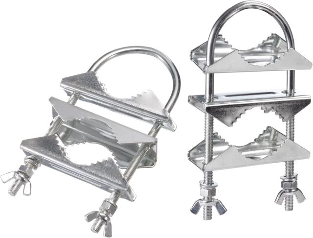 Eightwood Double Antenna Mast Clamp V Jaw Mounting Bracket U Bolts Pipe to Pipe Clamp 2 Sets for Outdoor CB Antenna, TV Antenna, Lora Antenna, WiFi Yagi Antenna, Weather Station