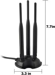 Eightwood 2.4GHz 5GHz Dual Band WiFi Antenna, Triple RP-SMA Antenna Magnetic Base for PC Desktop Computer, PCIe WiFi Card, WiFi Wireless Router, Mobile Hotspot, External WiFi USB Adapter