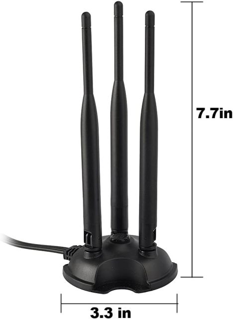Eightwood 2.4GHz 5GHz Dual Band WiFi Antenna, Triple RP-SMA Antenna Magnetic Base for PC Desktop Computer, PCIe WiFi Card, WiFi Wireless Router, Mobile Hotspot, External WiFi USB Adapter