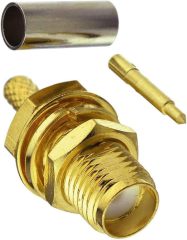 Eightwood 10pcs RP-SMA Bulkhead Female with Male Pin Crimp RF Connector for RG316 RG174 Cable