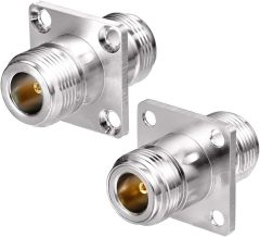 Eightwood 2pcs N Female to Female 4 Hole Flange Panel Mount Adapter for Ham Radio WiFi Antenna Cable