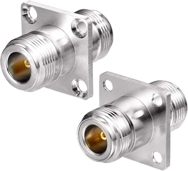 Eightwood 2pcs N Female to Female 4 Hole Flange Panel Mount Adapter for Ham Radio WiFi Antenna Cable