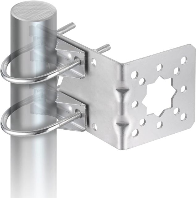 Eightwood Antenna Mast Pole Mount Bracket V Jaw Block with Double U-Bolts Clamp, Outdoor Antenna Pole Holder, Adjustable Angle Bracket Kit