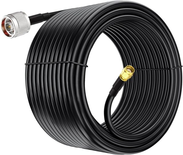 Eightwood WiFi Antenna Extension Cable 20ft N Male to RP-SMA Male KSR240 Low Loss Cable for Outdoor Yagi WiFi Antenna,WiFi Router,Helium Hotspot Miner, Lora Antenna, Lightning Arrester