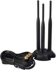 Eightwood 2.4GHz 5GHz Dual Band WiFi Antenna, Triple RP-SMA Antenna Magnetic Base for PC Desktop Computer, PCIe WiFi Card, WiFi Wireless Router, Mobile Hotspot, External WiFi USB Adapter