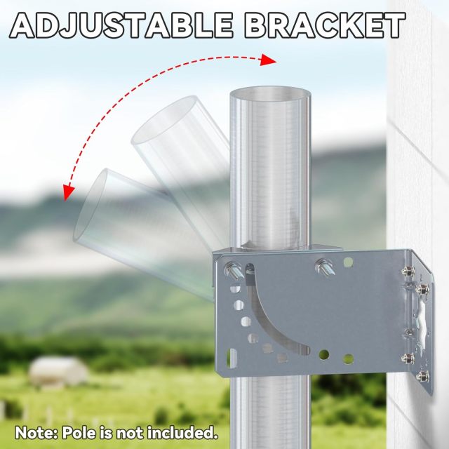 Eightwood Antenna Mast Pole Mount Bracket V Jaw Block with Double U-Bolts Clamp, Outdoor Antenna Pole Holder, Adjustable Angle Bracket Kit