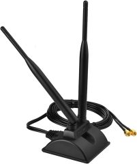Eightwood 2.4GHz 5GHz Dual Band RP-SMA Male WiFi Antenna + IPEX MHF4 to RP-SMA Female Cable 9.8 inch 2-Pack for M.2 NGFF Network Card PC Desktop Computer