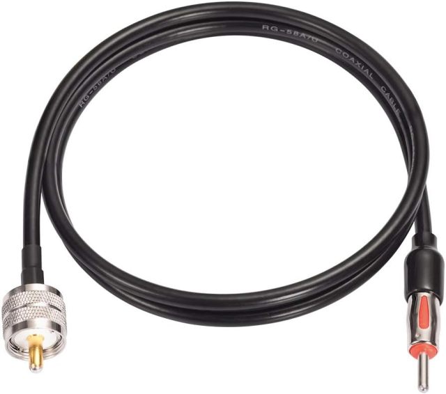 Eightwood PL259 UHF Plug to DIN AM/FM Male Plug Extension Lead 3 feet Cable RG58 for CB Radio Antenna Receiver, SWR Meter