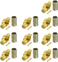 Eightwood 10pcs SMA Female Bulkhead Crimp Connector for RG58 RG142 LMR195 Cable