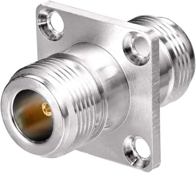 Eightwood 2pcs N Female to Female 4 Hole Flange Panel Mount Adapter for Ham Radio WiFi Antenna Cable