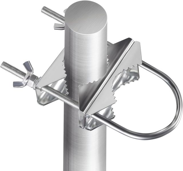 Eightwood Double Antenna Mast Clamp V Jaw Mounting Bracket U Bolts Pipe to Pipe Clamp 2 Sets for Outdoor CB Antenna, TV Antenna, Lora Antenna, WiFi Yagi Antenna, Weather Station