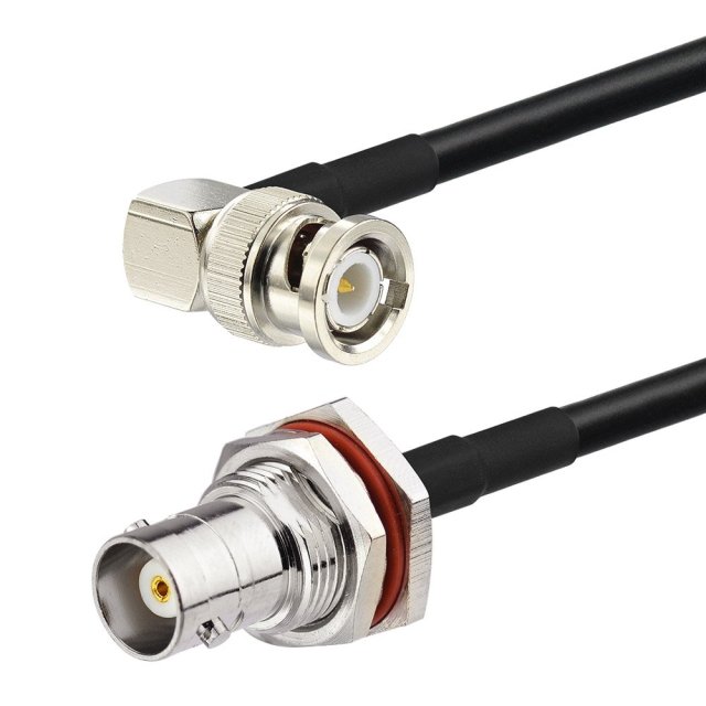 Eightwood BNC Bulkhead Female to BNC Male Right Angle Coax Cable RG58 10 Feet for Wireless Mobile Receiver Antenna, CB Radio,VHF UHF Ham Radio