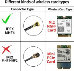 Eightwood MHF4 IPEX Internal WiFi Antenna Dual Band 2.4GHz 5GHz WiFi Antennae with 11.8in Cable for M.2 NGFF Network Card PC Desktop Computer