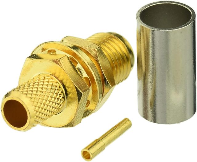 Eightwood 10pcs SMA Female Bulkhead Crimp Connector for RG58 RG142 LMR195 Cable