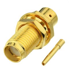 Eightwood 10pcs SMA Female Bulkhead Solder Connector for RG402 .141 Semi-Rigid Cable