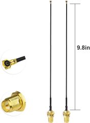 Eightwood 2.4GHz 5GHz Dual Band RP-SMA Male WiFi Antenna + IPEX MHF4 to RP-SMA Female Cable 9.8 inch 2-Pack for M.2 NGFF Network Card PC Desktop Computer