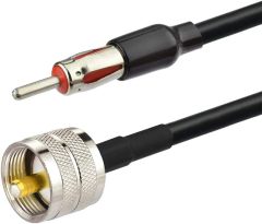 Eightwood PL259 to AM/FM Adapter Kit (2-Pack), PL259 UHF Male to DIN Plug Male/Female RG58 Coax Cable 12” for CB Radio Receiver Scanner Antenna