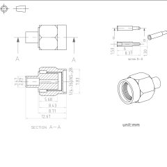Eightwood 10pcs SMA Male Plug Solder Mount Connector Straight 50 Ohm for .086" RG405 Semi-Rigid Coax Cable