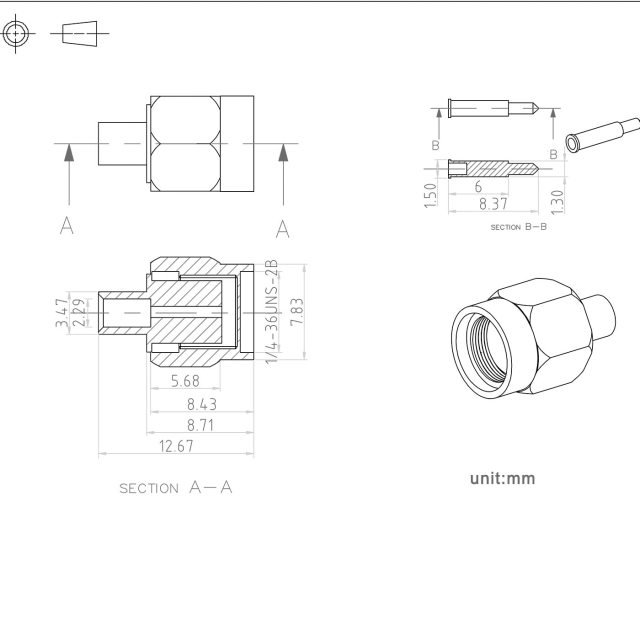 Eightwood 10pcs SMA Male Plug Solder Mount Connector Straight 50 Ohm for .086" RG405 Semi-Rigid Coax Cable