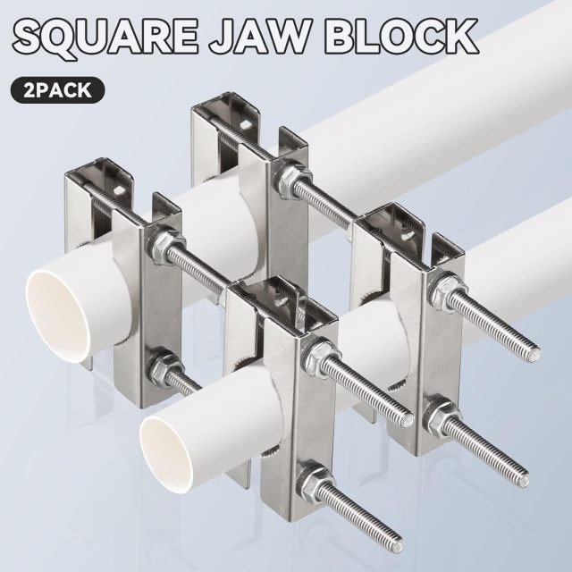 Eightwood Double Antenna Mast Clamp Kit V Jaw Block Mast to Mast Clamp Mounting Bracket Holder for TV CB Ham Antenna Flag Post