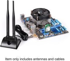 Eightwood 2.4GHz 5GHz Dual Band RP-SMA Male WiFi Antenna + IPEX MHF4 to RP-SMA Female Cable 9.8 inch 2-Pack for M.2 NGFF Network Card PC Desktop Computer