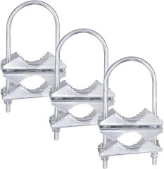 Eightwood Double Antenna Mast Clamp V Jaw Bracket with U Bolts, Mast to Mast Mounting Hardware Kit (3 Sets) for Outdoor TV Antenna, CB Ham Antenna, Yagi WiFi Antenna