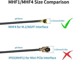 Eightwood MHF4 IPEX Internal WiFi Antenna Dual Band 2.4GHz 5GHz WiFi Antennae with 11.8in Cable for M.2 NGFF Network Card PC Desktop Computer