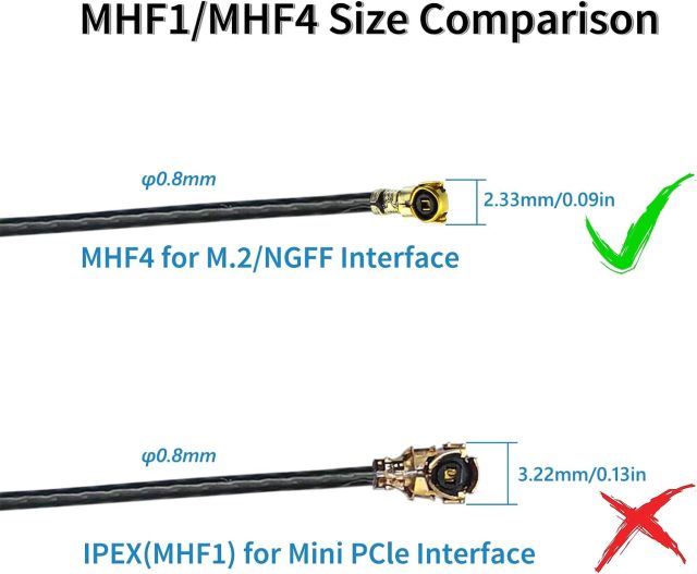 Eightwood MHF4 IPEX Internal WiFi Antenna Dual Band 2.4GHz 5GHz WiFi Antennae with 11.8in Cable for M.2 NGFF Network Card PC Desktop Computer