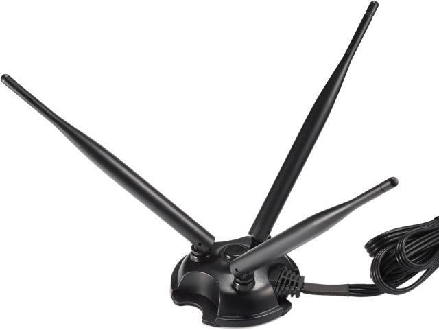 Eightwood 2.4GHz 5GHz Dual Band WiFi Antenna, Triple RP-SMA Antenna Magnetic Base for PC Desktop Computer, PCIe WiFi Card, WiFi Wireless Router, Mobile Hotspot, External WiFi USB Adapter