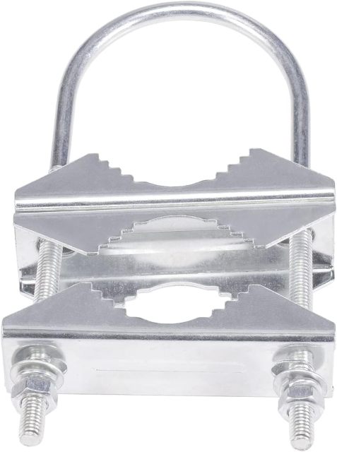 Eightwood Double Antenna Mast Clamp V Jaw Bracket with U Bolts, Mast to Mast Mounting Hardware Kit (3 Sets) for Outdoor TV Antenna, CB Ham Antenna, Yagi WiFi Antenna