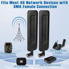Eightwood Wide Band 4G LTE Dipole Antenna SMA Male Compatible with Outdoor HCO Spartan Cellular Hunting Game Trail Cameras (2-Pack)