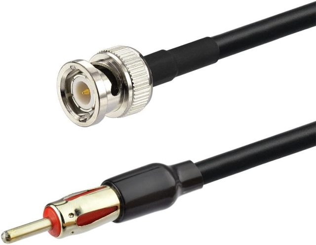 Eightwood BNC Male to DIN AM/FM Male Plug Extension Lead 12 inches Coax RG58 for Car Radio Antenna Scanner