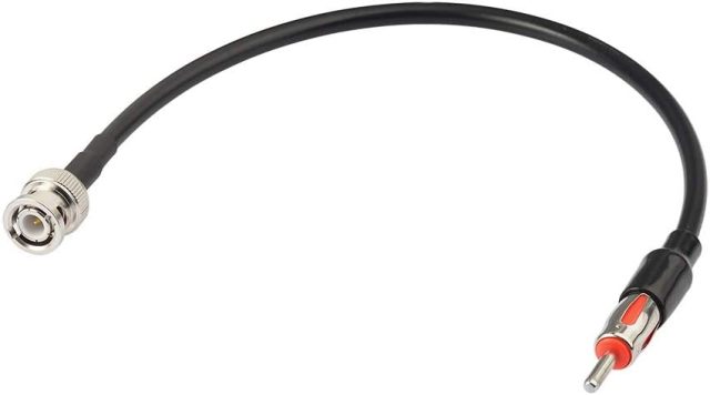 Eightwood BNC Male to DIN AM/FM Male Plug Extension Lead 12 inches Coax RG58 for Car Radio Antenna Scanner