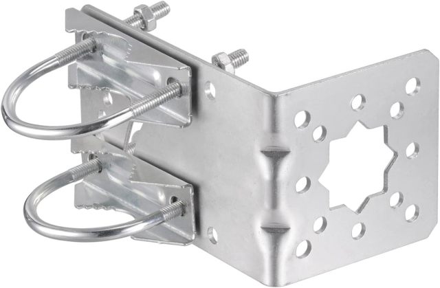 Eightwood Antenna Mast Pole Mount Bracket V Jaw Block with Double U-Bolts Clamp, Outdoor Antenna Pole Holder, Adjustable Angle Bracket Kit