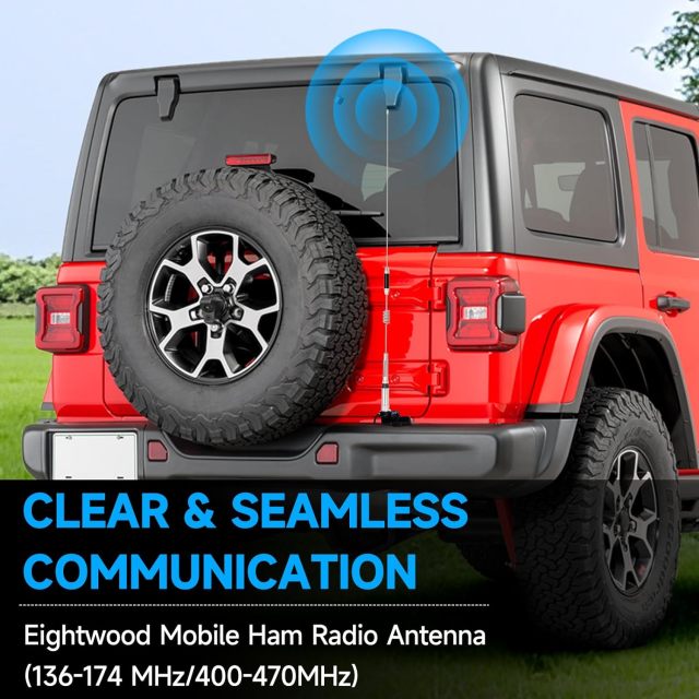 Eightwood Dual Band Mobile Vehicle Ham Radio Antenna VHF UHF 144/430MHz Anti-Rust Antenna 30in, PL259 Connector