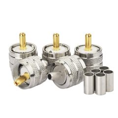 Eightwood 5pcs PL259 PL-259 UHF Male Crimp Coax Connectors RF Adapter for RG58 LMR195 Low Loss Coaxial Cable
