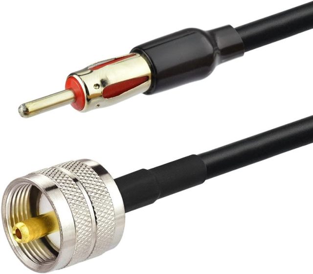 Eightwood PL259 UHF Male to DIN AM/FM Male Plug Extension Lead 12 inches Coax RG58 for Radio Antenna Receiver