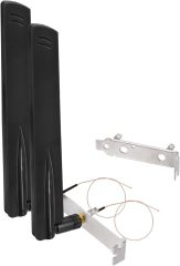 Eightwood WiFi 6 6E Antenna Tri-Band 2.4GHz 5GHz 6GHz + 20cm/7.8in U.FL IPX IPEX to PR-SMA Cable + Computer Slot Bracket for Mini PCI-E WiFi Network Card PC Desktop Computer