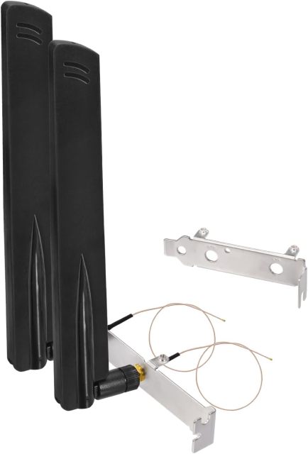 Eightwood WiFi 6 6E Antenna Tri-Band 2.4GHz 5GHz 6GHz + 20cm/7.8in U.FL IPX IPEX to PR-SMA Cable + Computer Slot Bracket for Mini PCI-E WiFi Network Card PC Desktop Computer