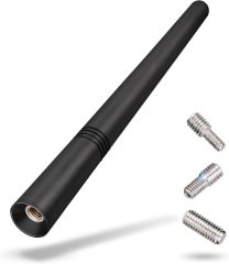 Eightwood Universal Car Radio Antenna Replacement 5.6 inch, Roof Mount Vehicle Antenna Mast, Flexible Rubber FM AM Antennae with M4 M5 M6 Screw Adapters